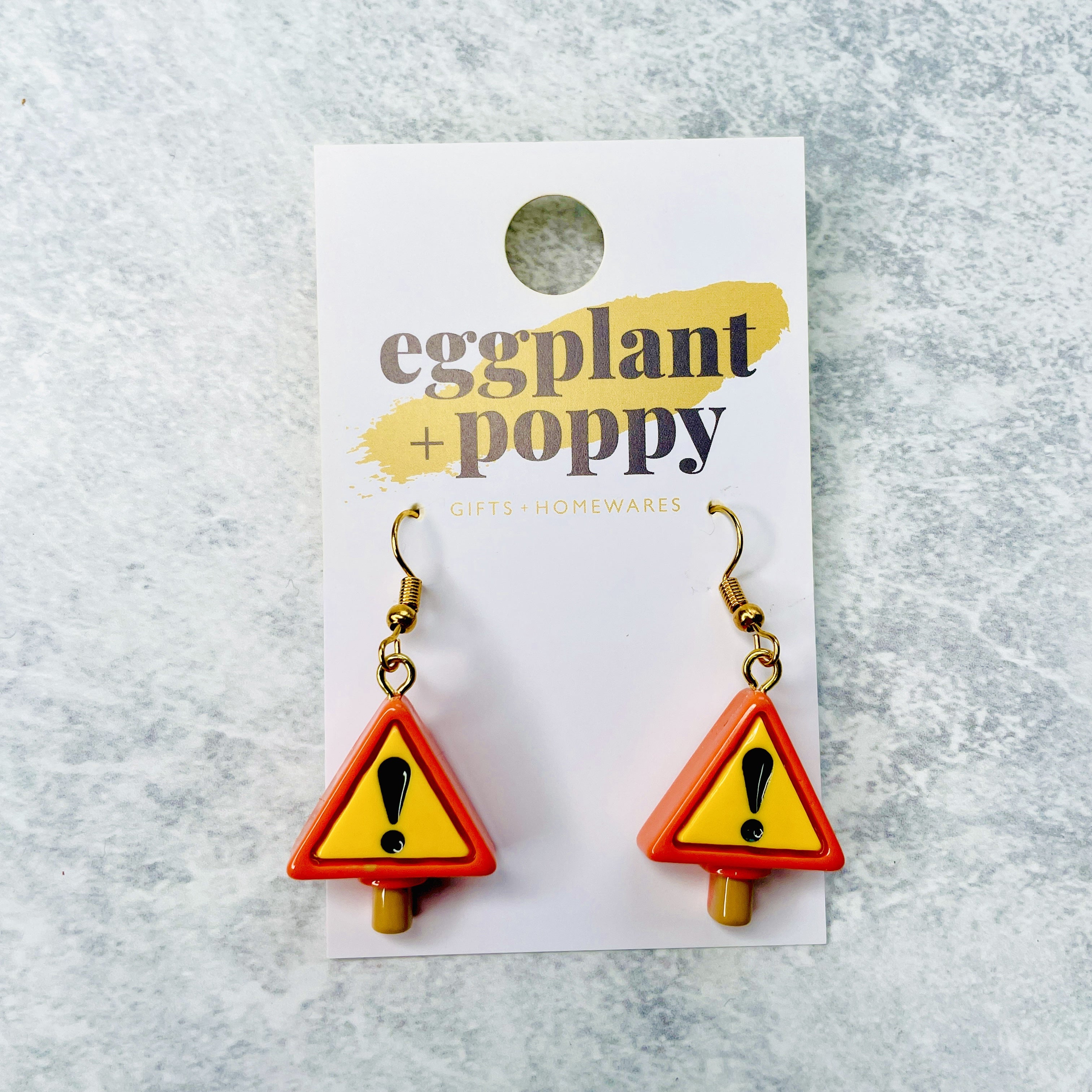 Warning Construction Earrings