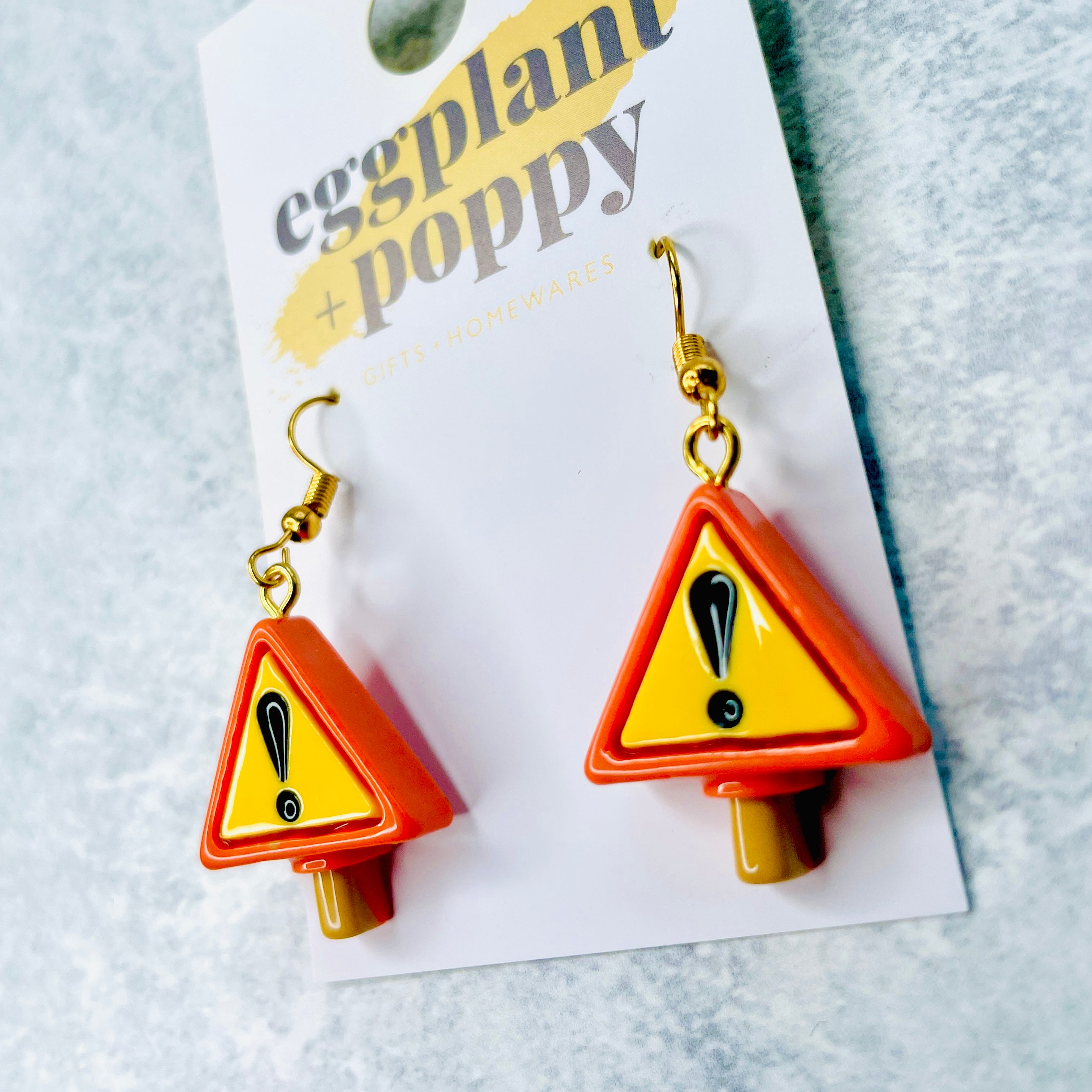 Warning Construction Earrings