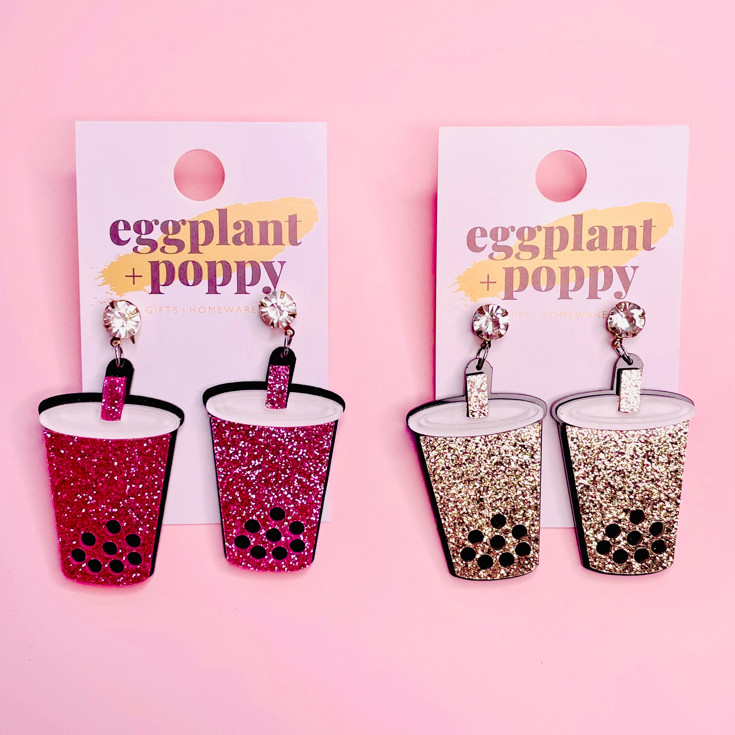 Glitter Bubble Tea Earrings