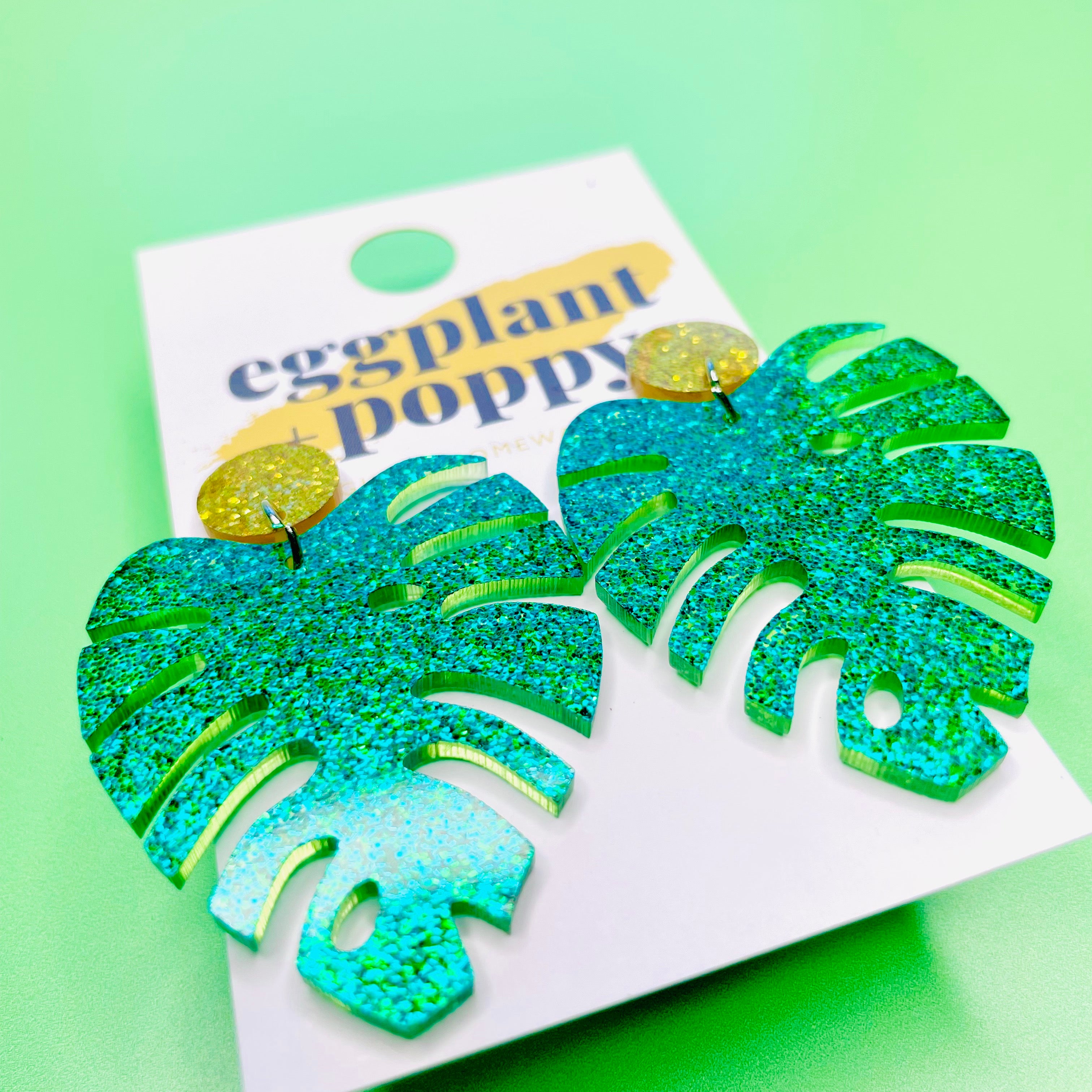 Glitter Monstera Dangle