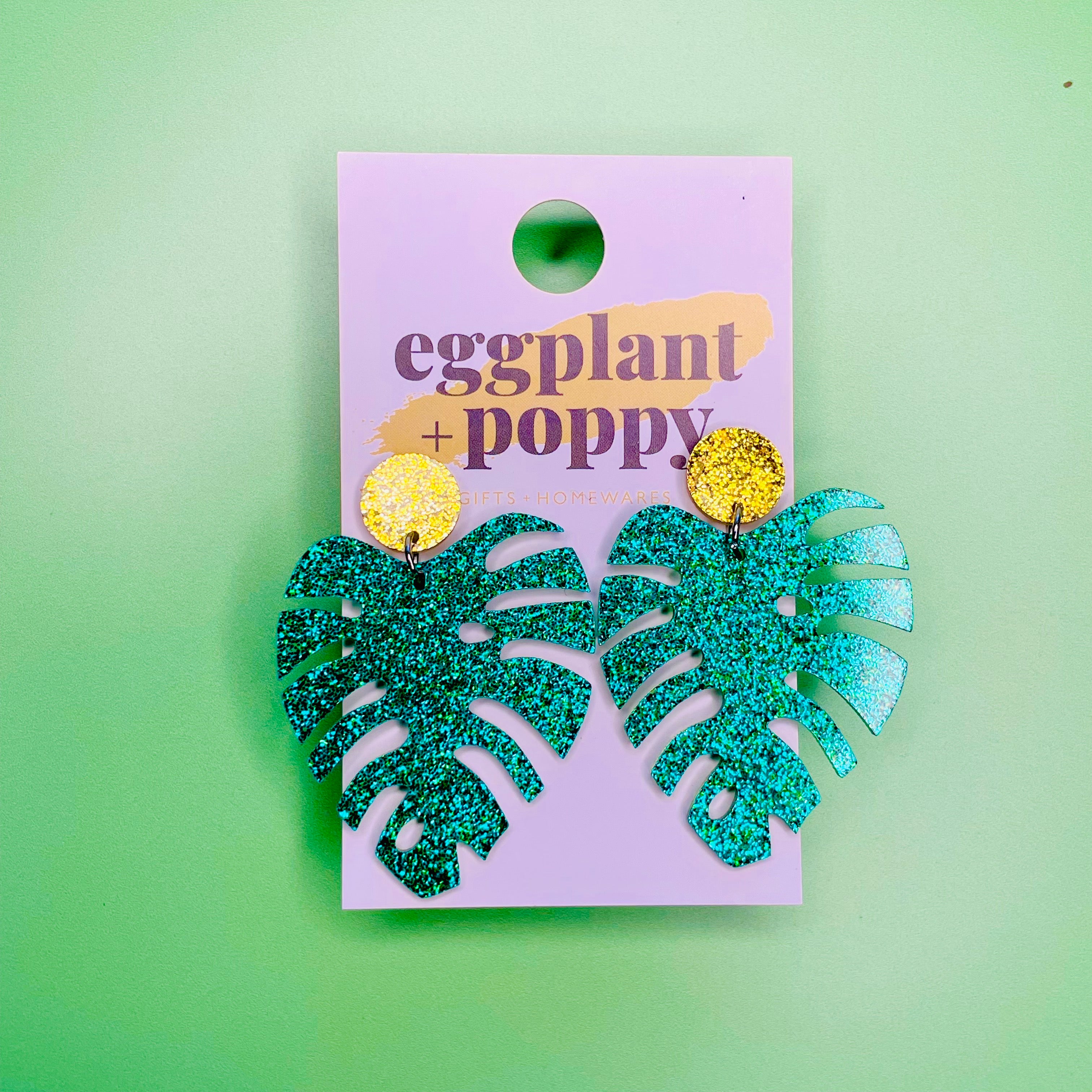 Glitter Monstera Dangle