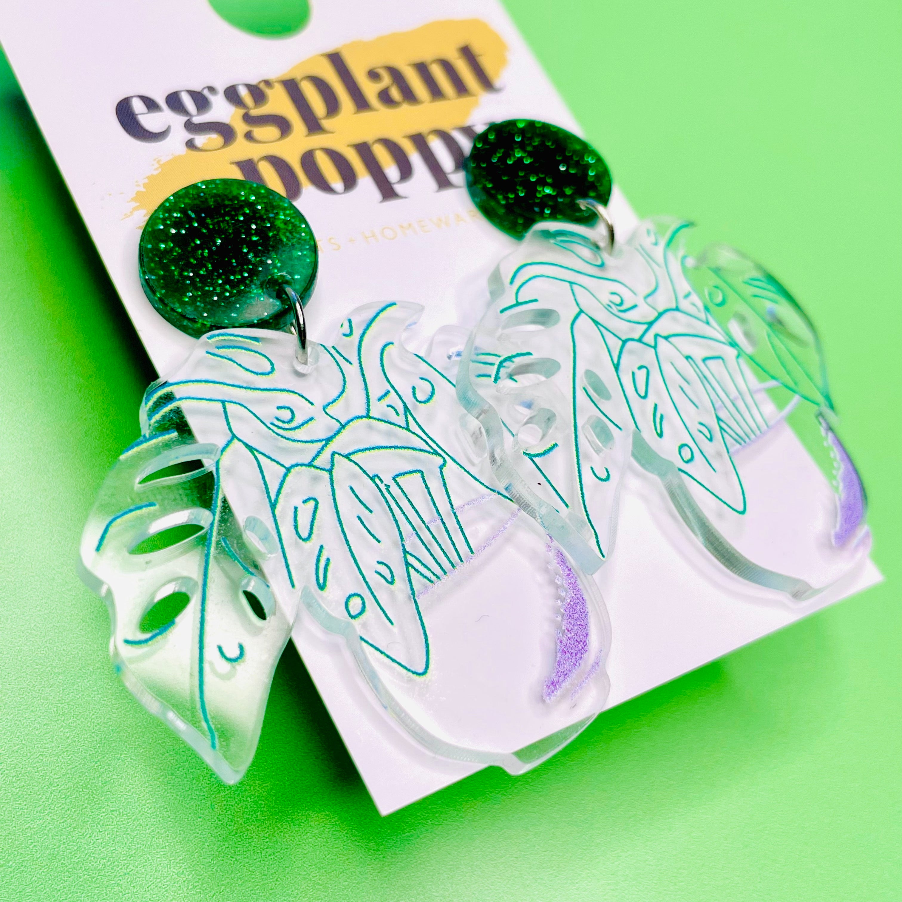 Pot Plant Earring - Monstera