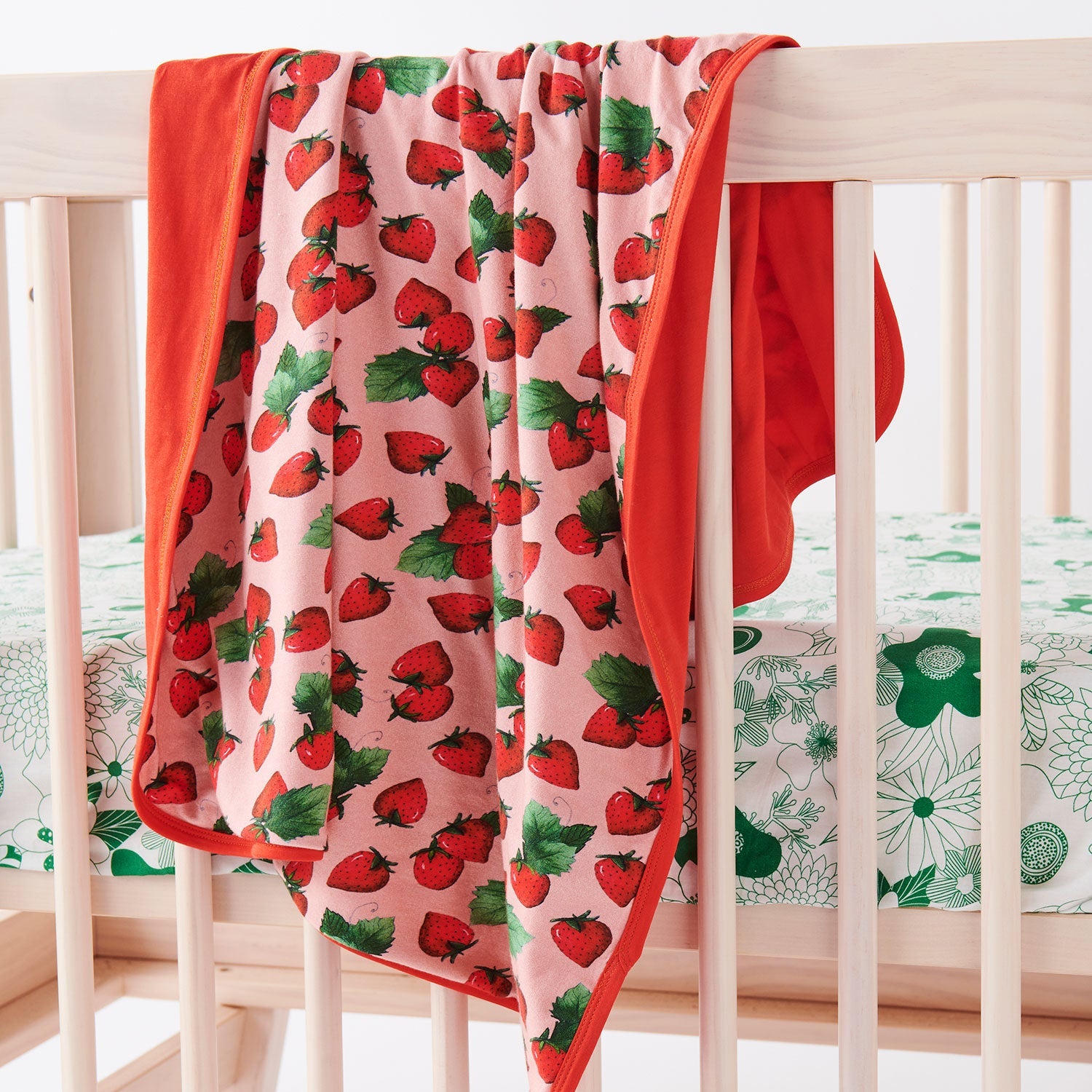 Organic Cotton Stroller Blanket - Strawberry Delight