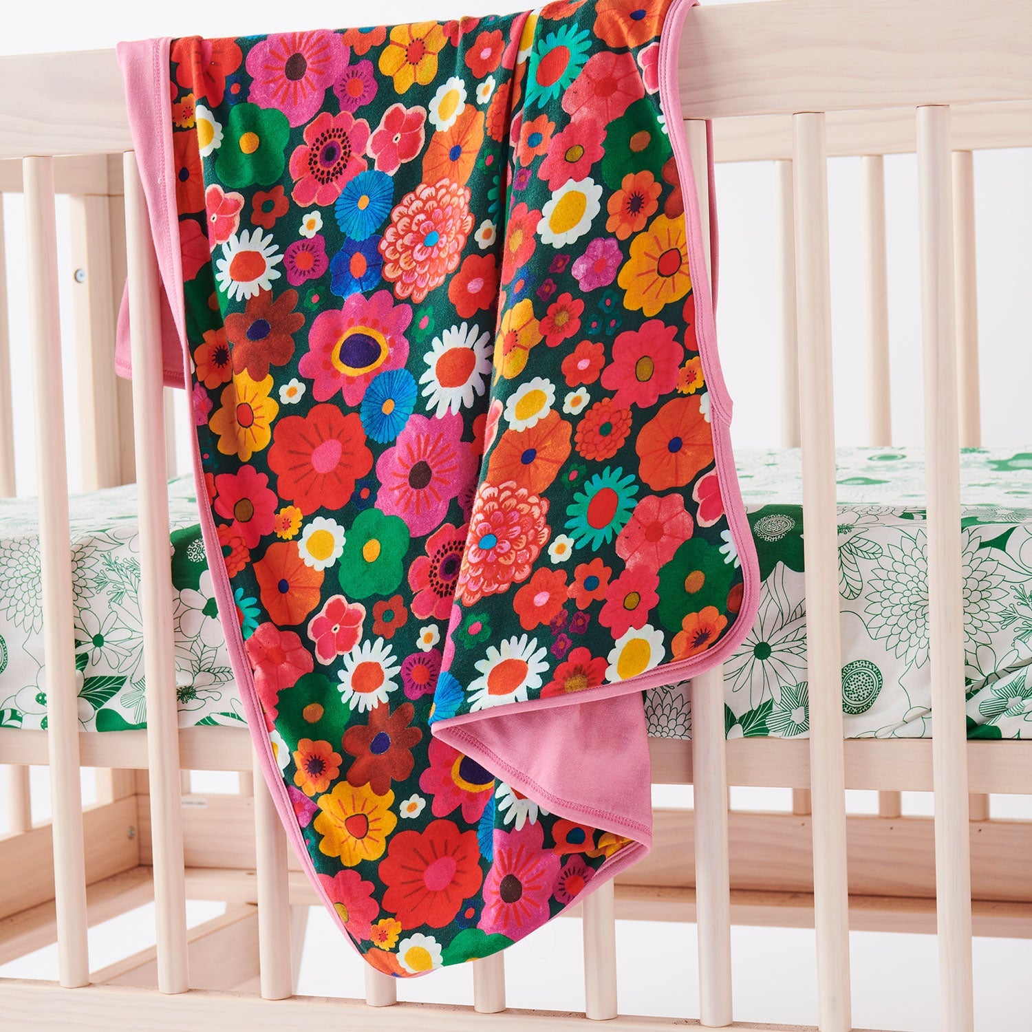 Organic Cotton Stroller Blanket - Flower Bed