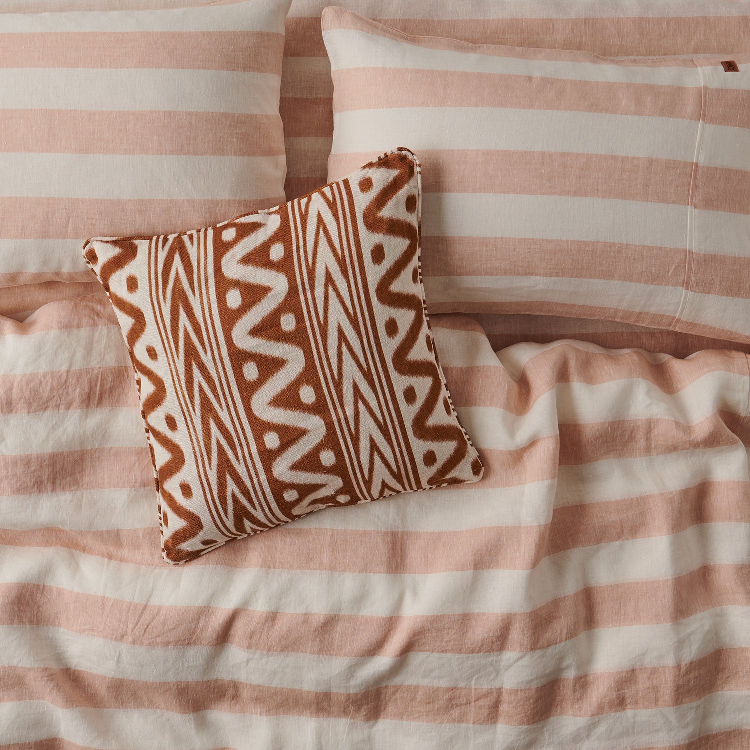 Linen Upholstery Cushion Ikat & Dreams Coconut