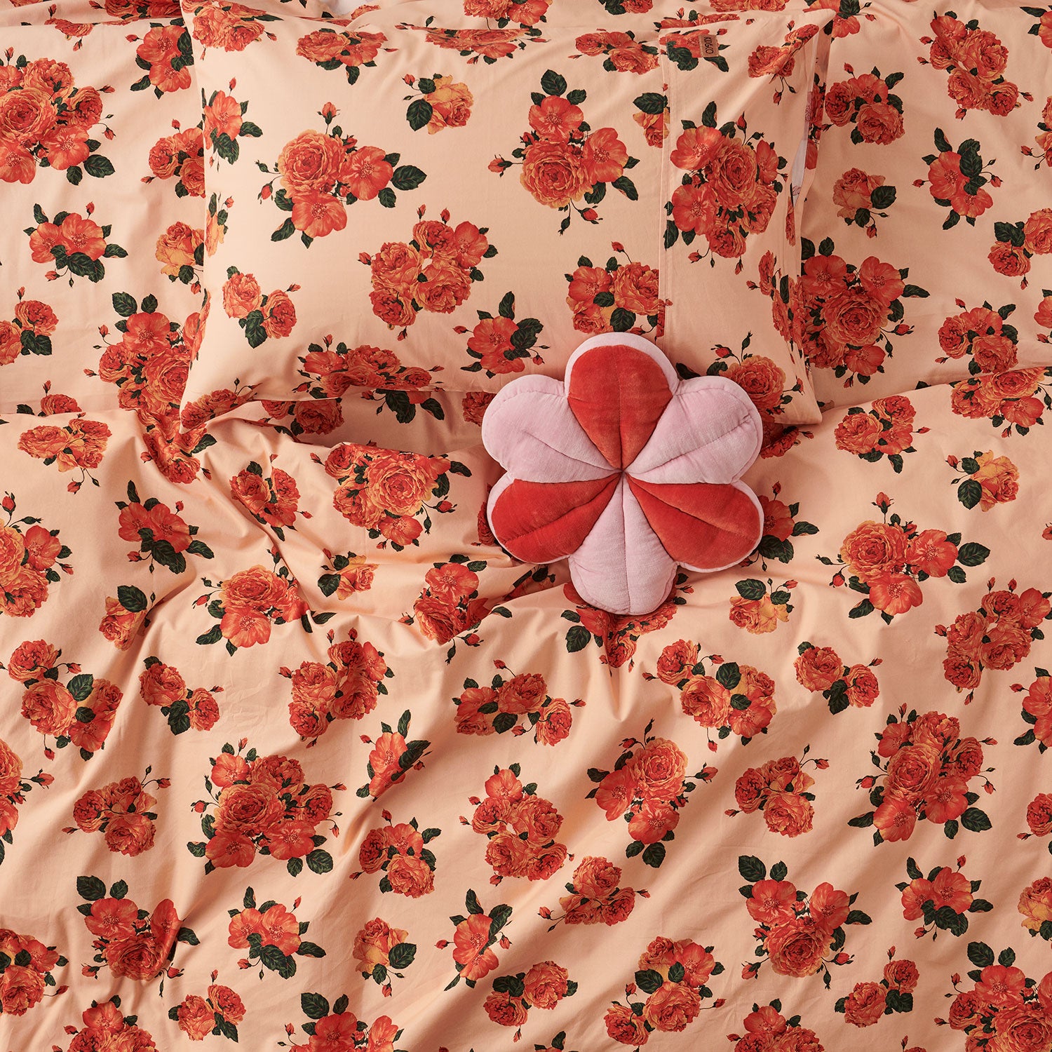 Organic Cotton Pillowcases - Rosie Posie Red