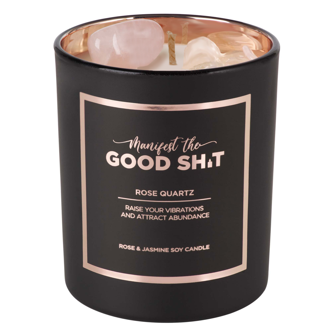 Candle- Manifest The Good Shit - Rose Quartz