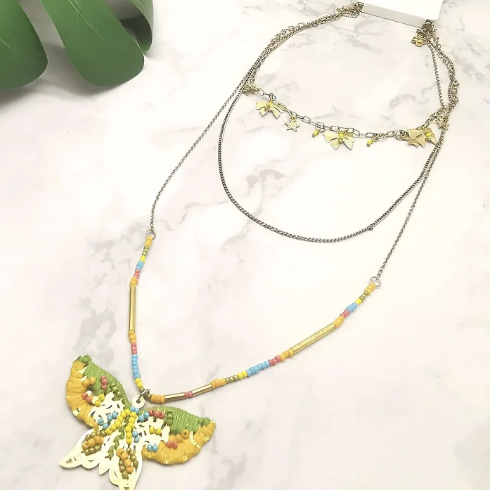 Mariposa Necklace – Eggplant & Poppy ~ Unique + Quirky Gifts