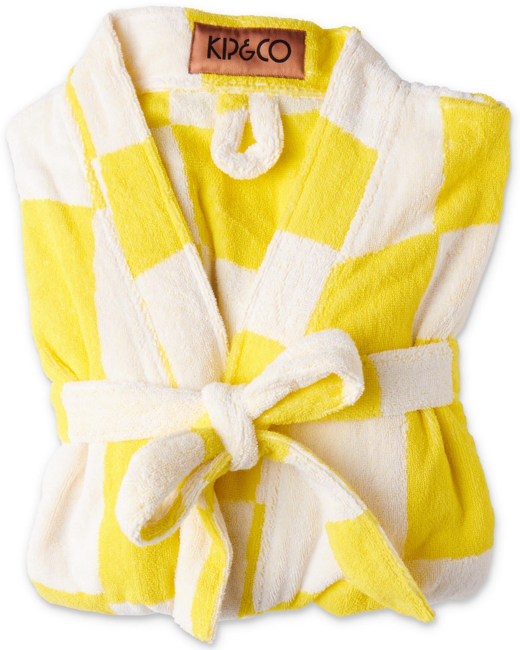 Terry Bath Robe - Checkerboard Yellow