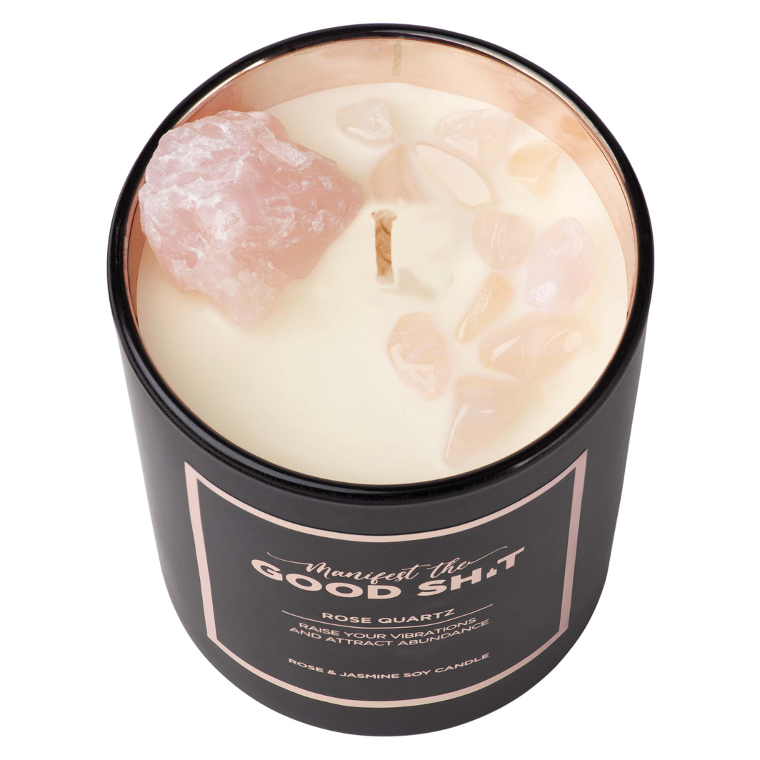 Candle- Manifest The Good Shit - Rose Quartz