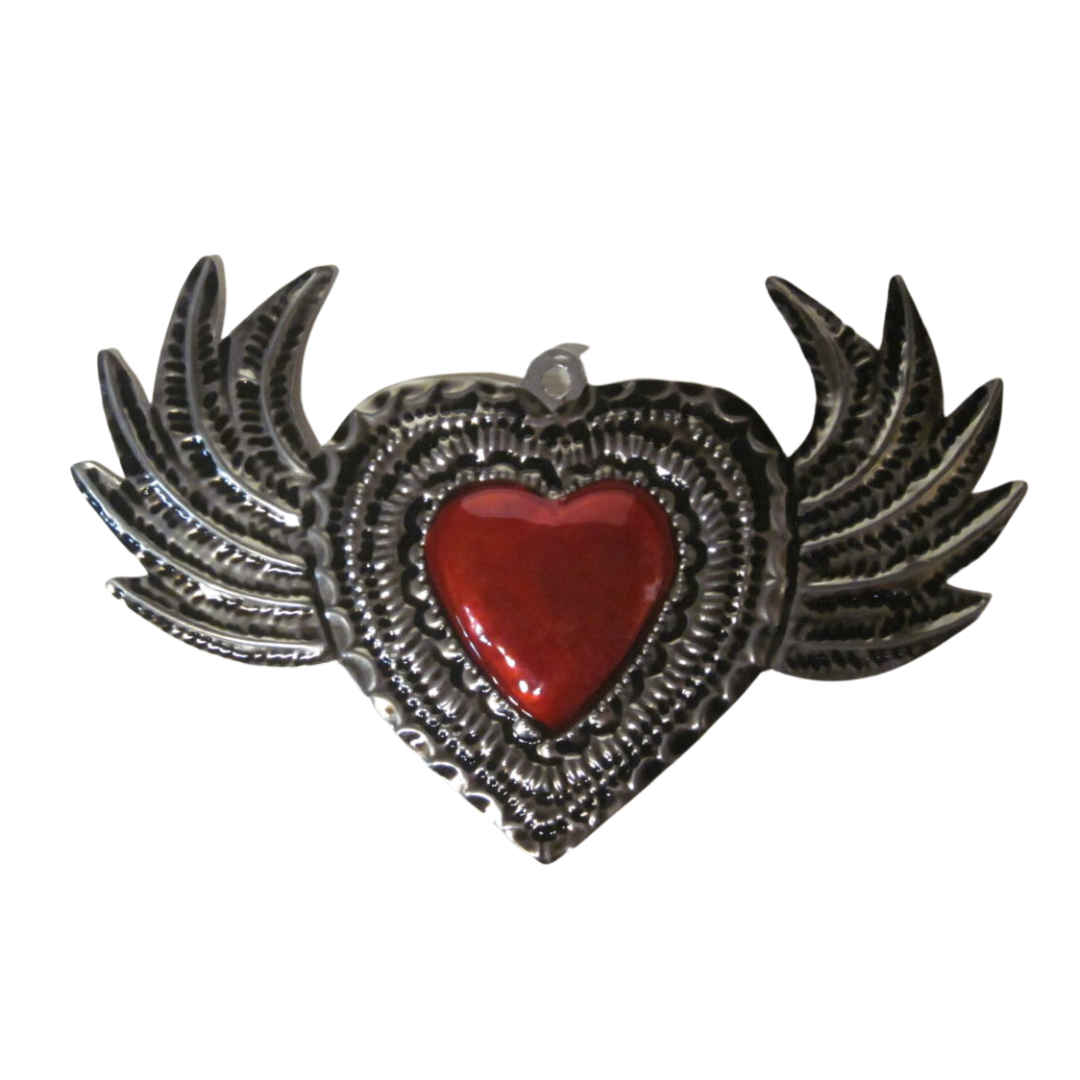 Tin Heart With Wings Wall Hanging