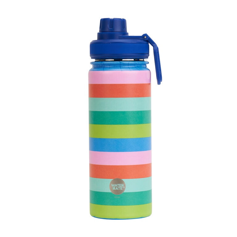 Watermate Bottle - Bright Stripe – Eggplant & Poppy ~ Unique + Quirky Gifts