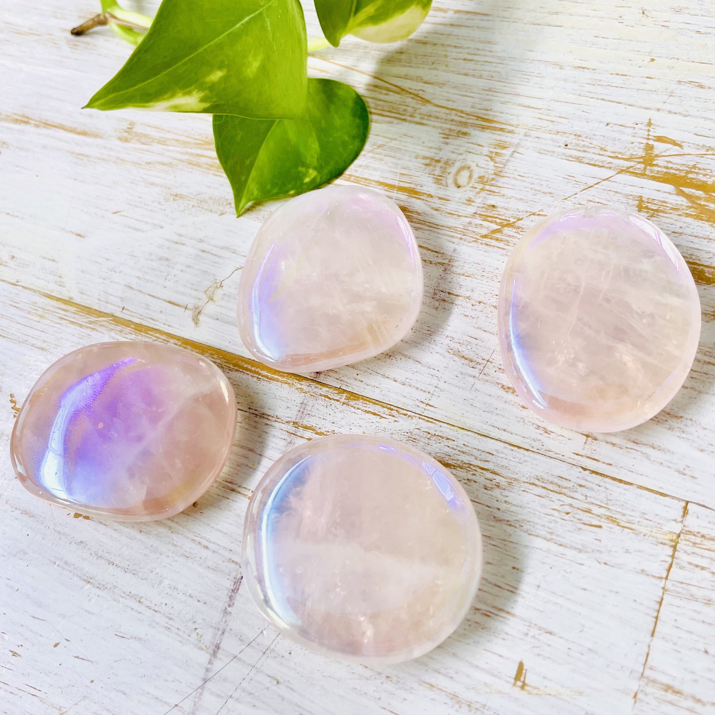 Palm Stone - Rose Quartz Aura