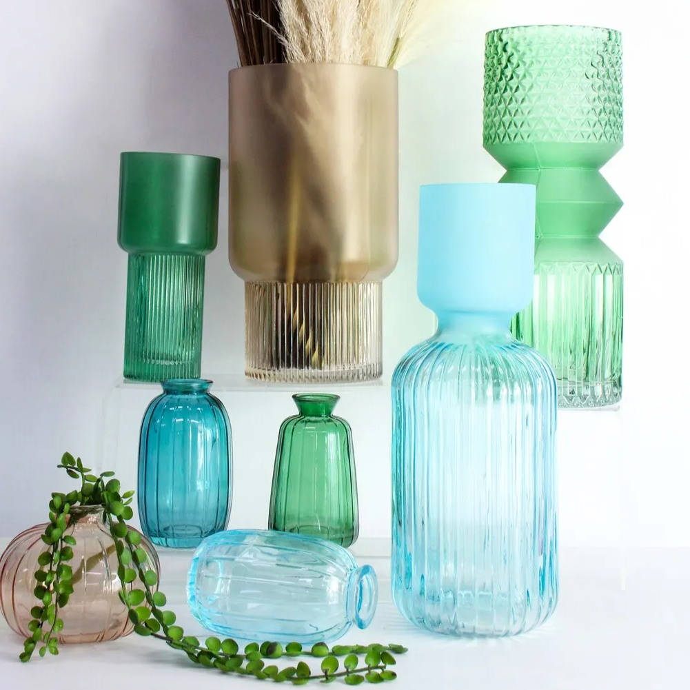 Glass Bud Vase - Peacock
