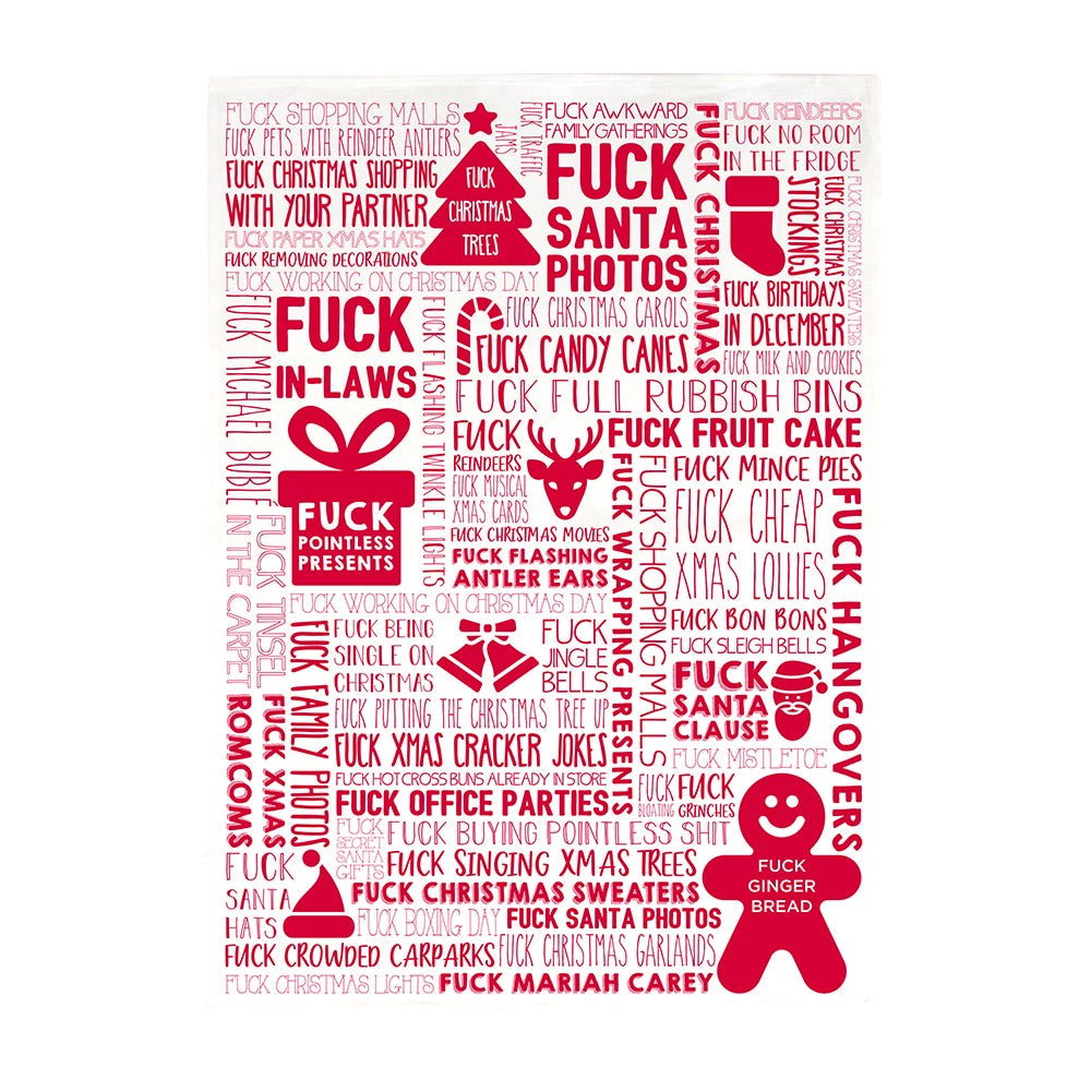 F Word Tea Towel - Christmas Red