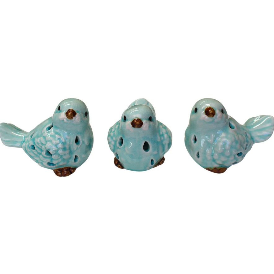 Ceramic Birds Blue - set of 3