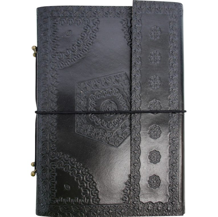 Leather Notebook - Embossed Black