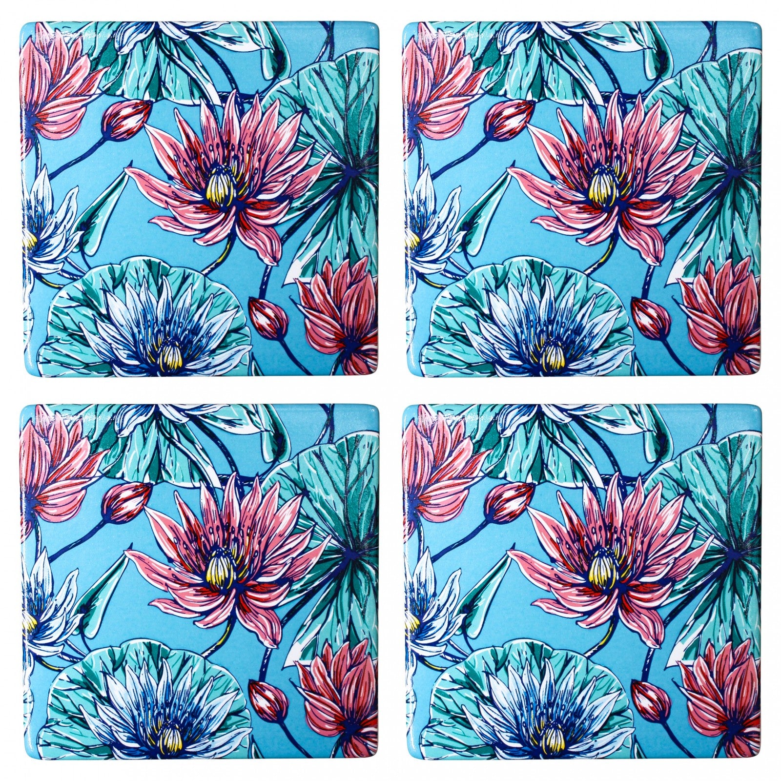 Ceramic Coasters - Blue Lily