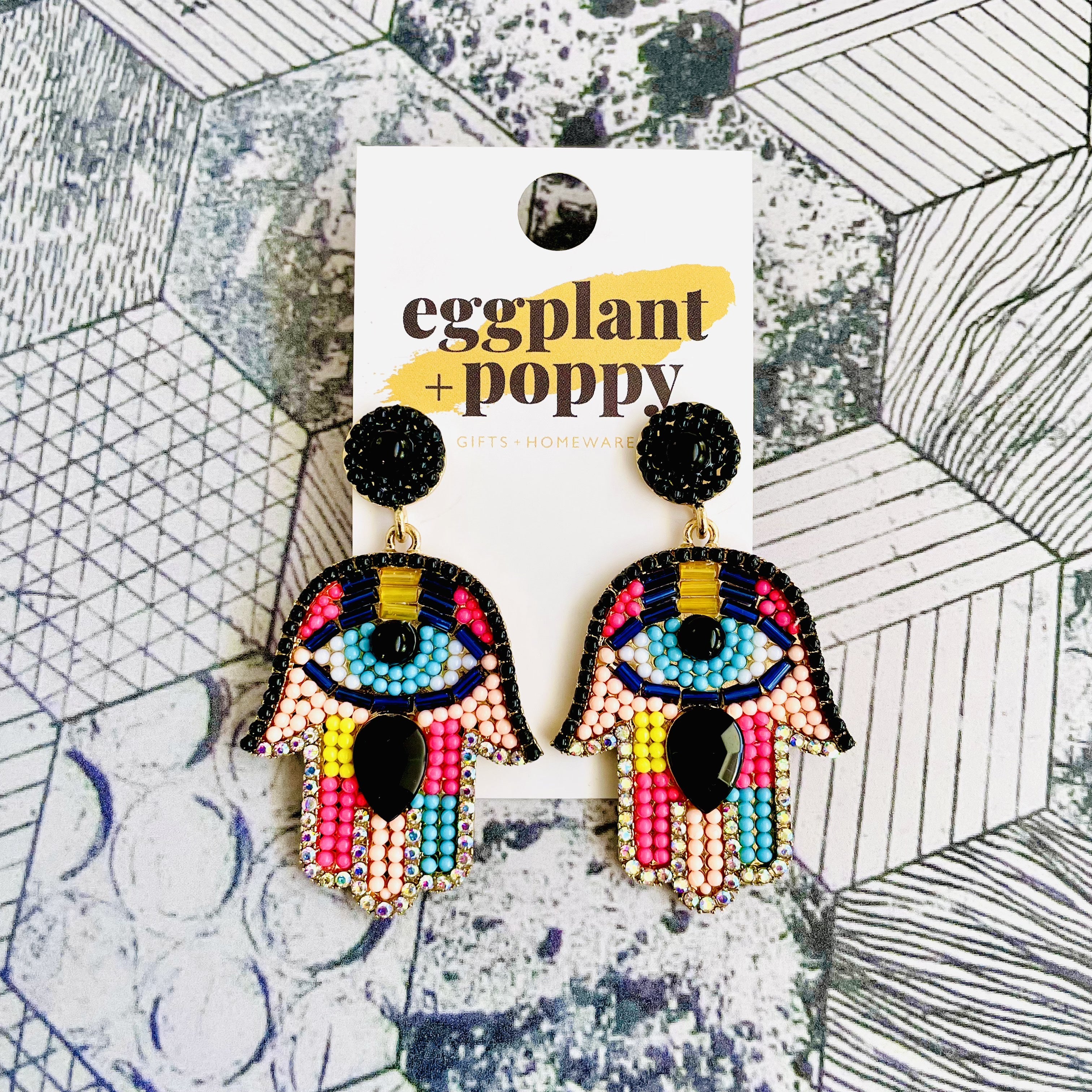 Beaded Hamsa Earrings