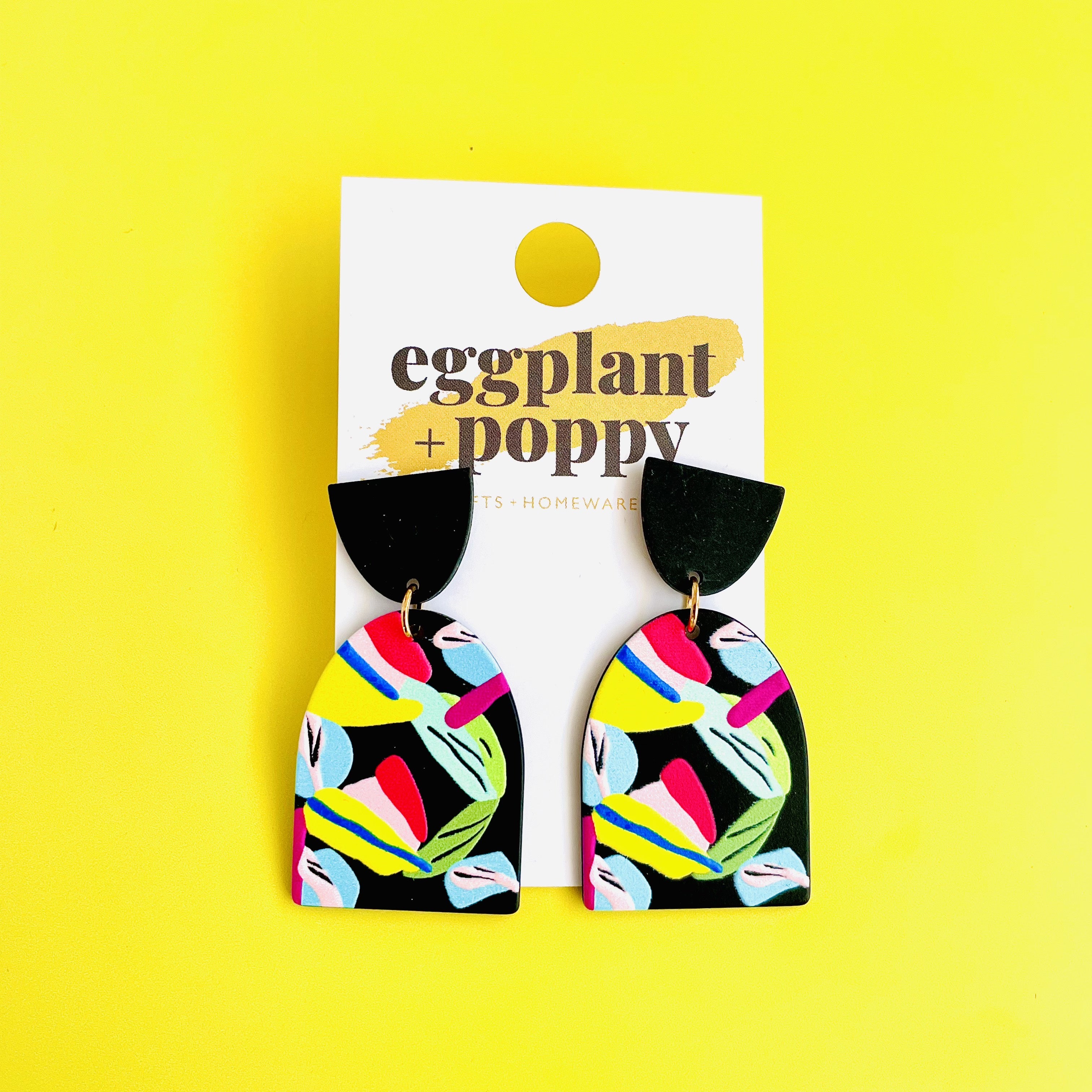 Art Earrings - Black Brights