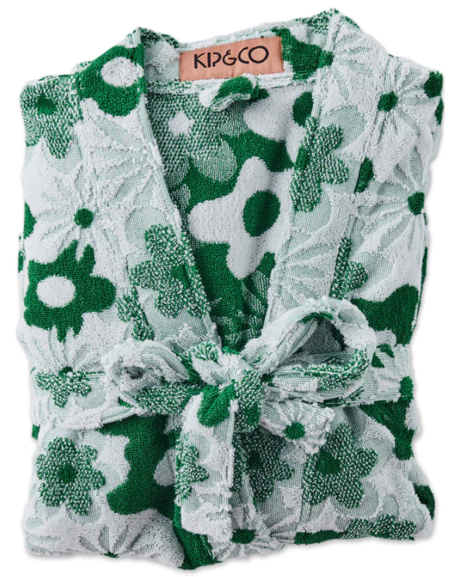 Terry Bath Robe - Green House Embossed