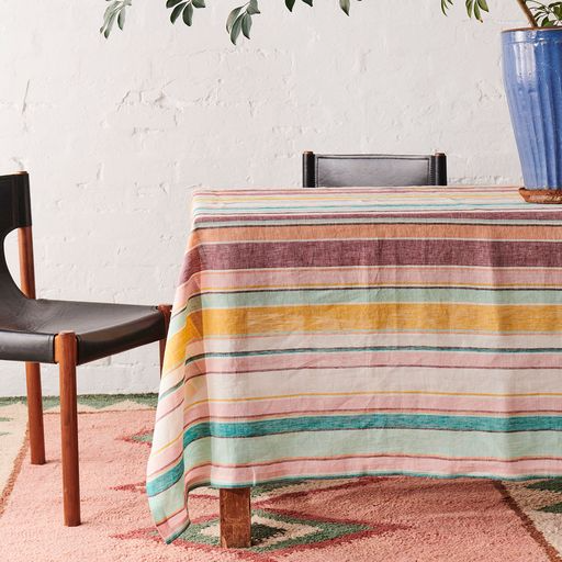Linen Tablecloth - Hat Trick Woven Stripe