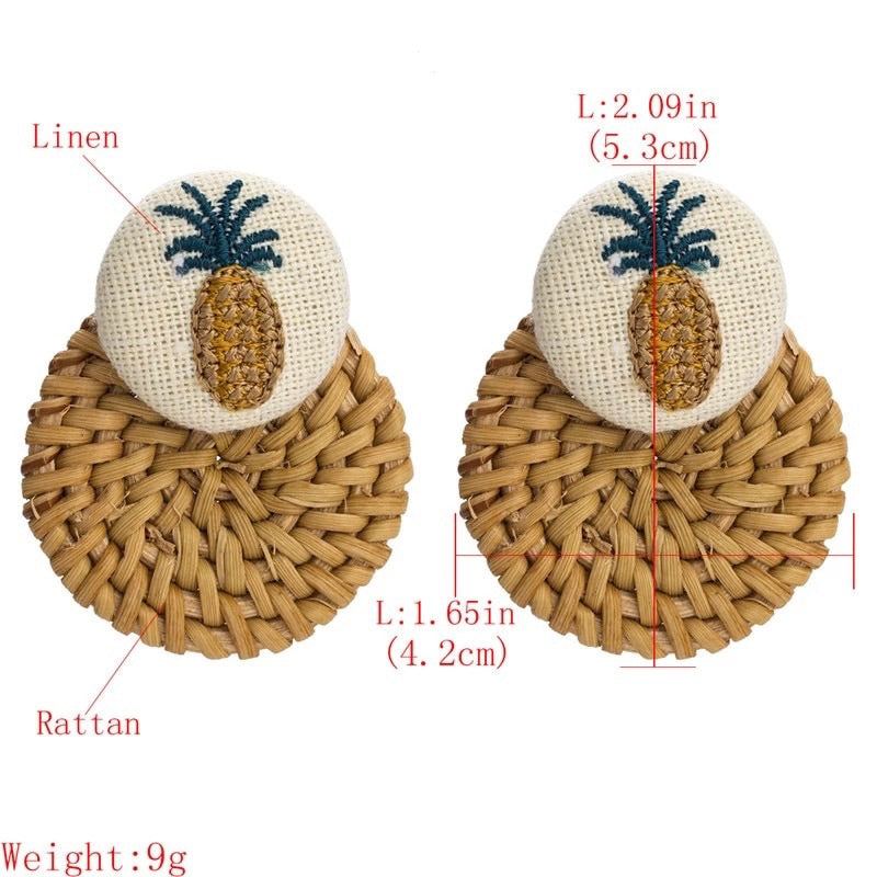 Pineapple Rattan Earrings