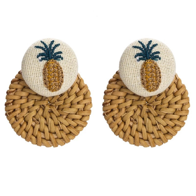 Pineapple Rattan Earrings