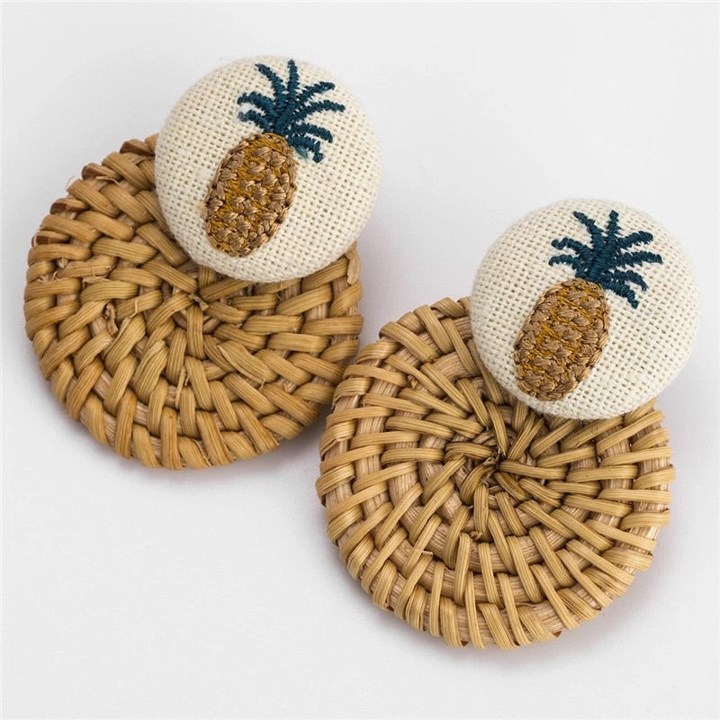 Pineapple Rattan Earrings