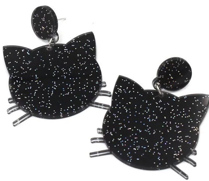 Glitter Cat Earrings