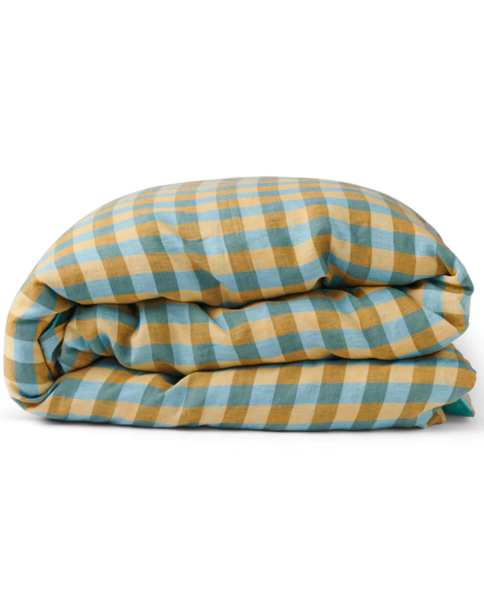 Linen Quilt Cover - Tartan Marigold