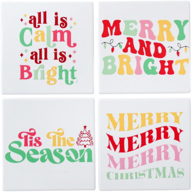 Ceramic Coasters - Merry & Bright