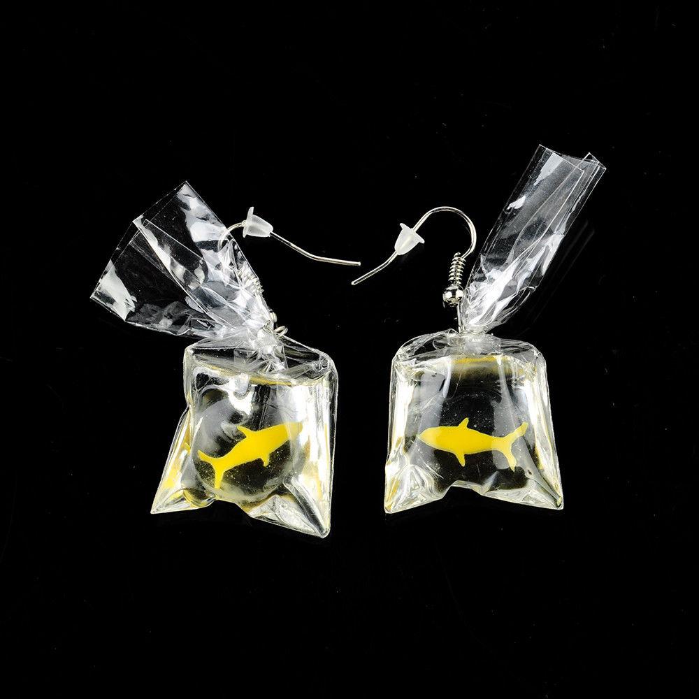 Goldfish In A Bag Dangle Earrings
