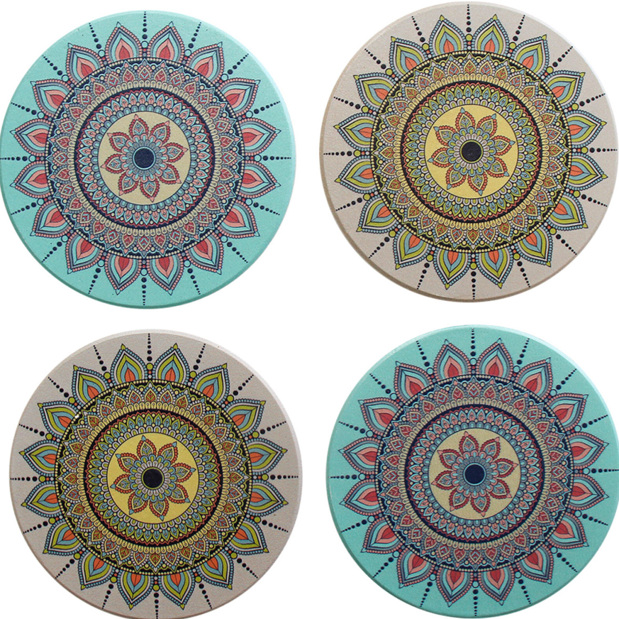 Ceramic Coasters - Pastel Mandala