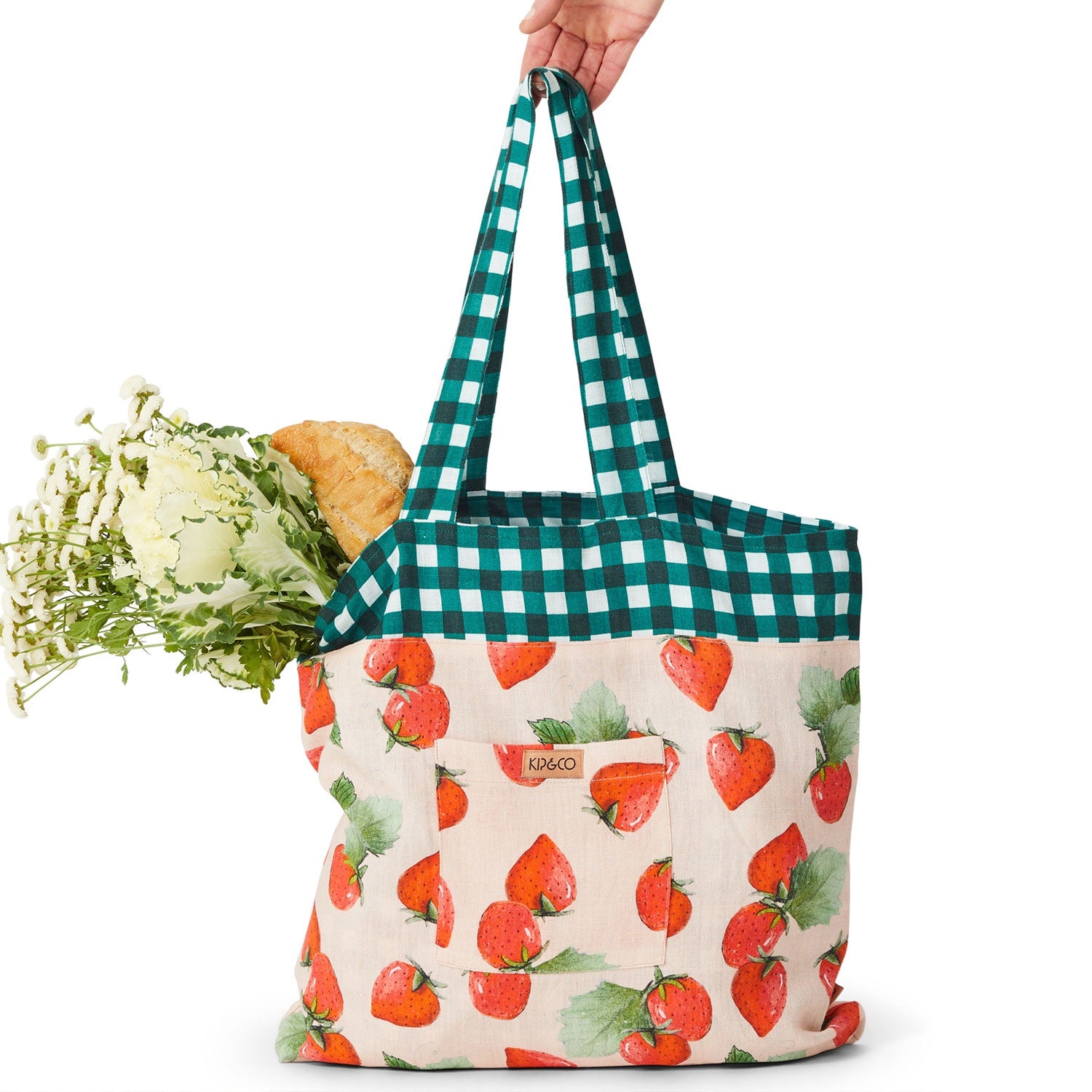 Linen Shopper Bag - Strawberry Delight