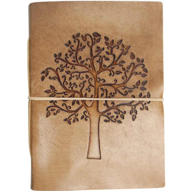Notebook Compa Tree Leather Notebook - Tree of Life – Eggplant & Poppy ~ Unique + Quirky Gifts